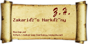 Zakariás Harkány névjegykártya
